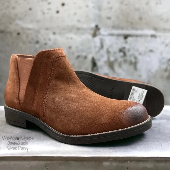 NIB Clarks Demi Beat Slip On Ankle Boots Booties Tan Brown Suede 8.5M 39.5 - Picture 4 of 12
